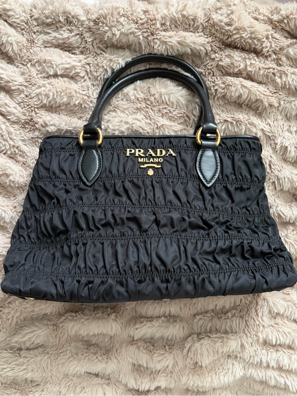 Prada Milano Black Tessuto Nylon Gaufre Small Tote - Picture 2 of 10